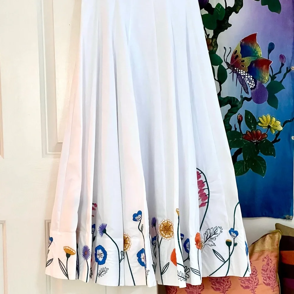 NWT Staud Wells Embroidered Midi Dress White Seed Shop - Picture 10 of 16